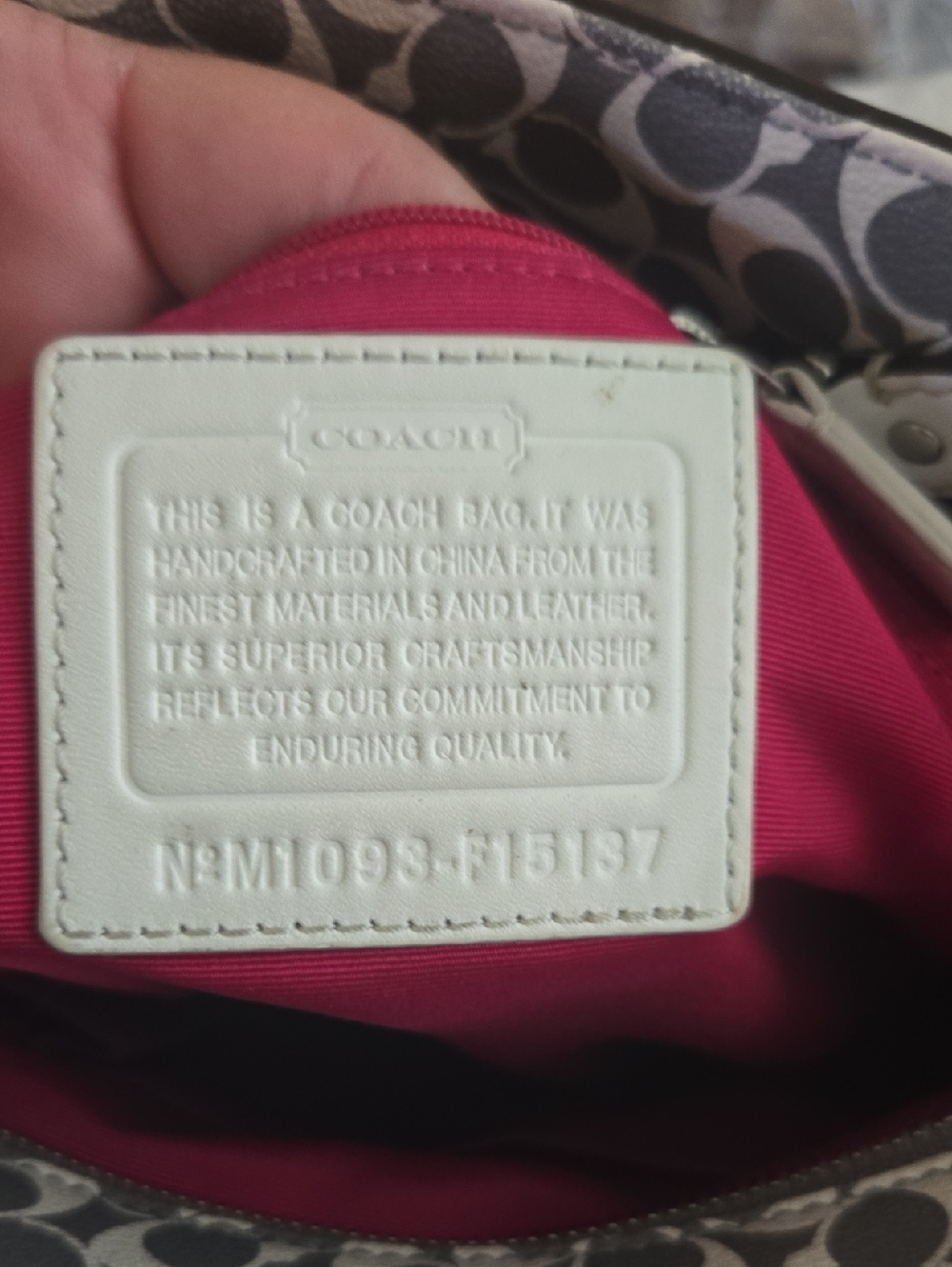 Coach Gray Signature Tote with Pink Stripe and White Trim - Picture 9 of 9